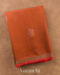Rust Orange Pure Chanderi Silk Cotton Handloom Saree — Folded