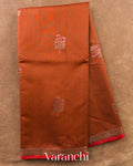 Rust Orange Pure Chanderi Silk Cotton Handloom Saree — Full Saree