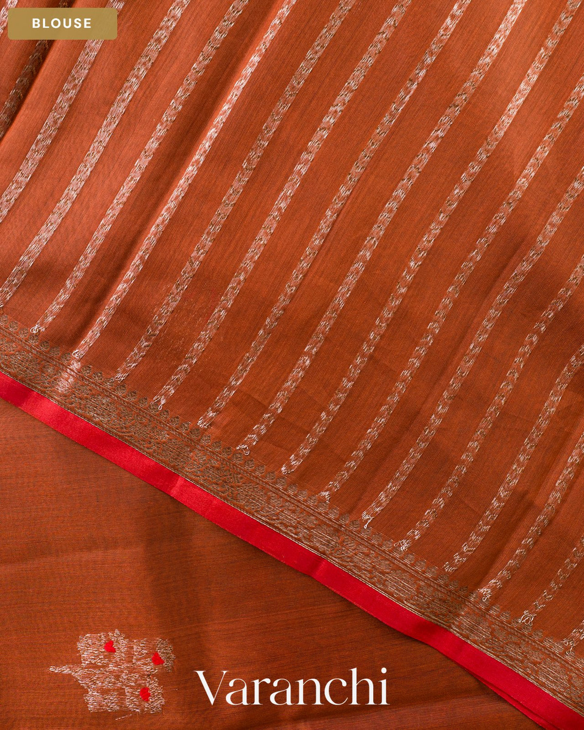 Rust Orange Pure Chanderi Silk Cotton Handloom Saree — Blouse