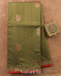 Sage Green Pure Chanderi Silk Cotton Handloom Saree — Full Saree