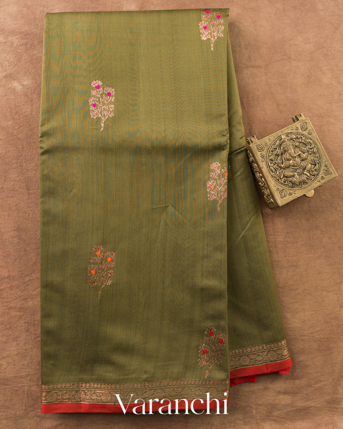 Sage Green Pure Chanderi Silk Cotton Handloom Saree — Full Saree