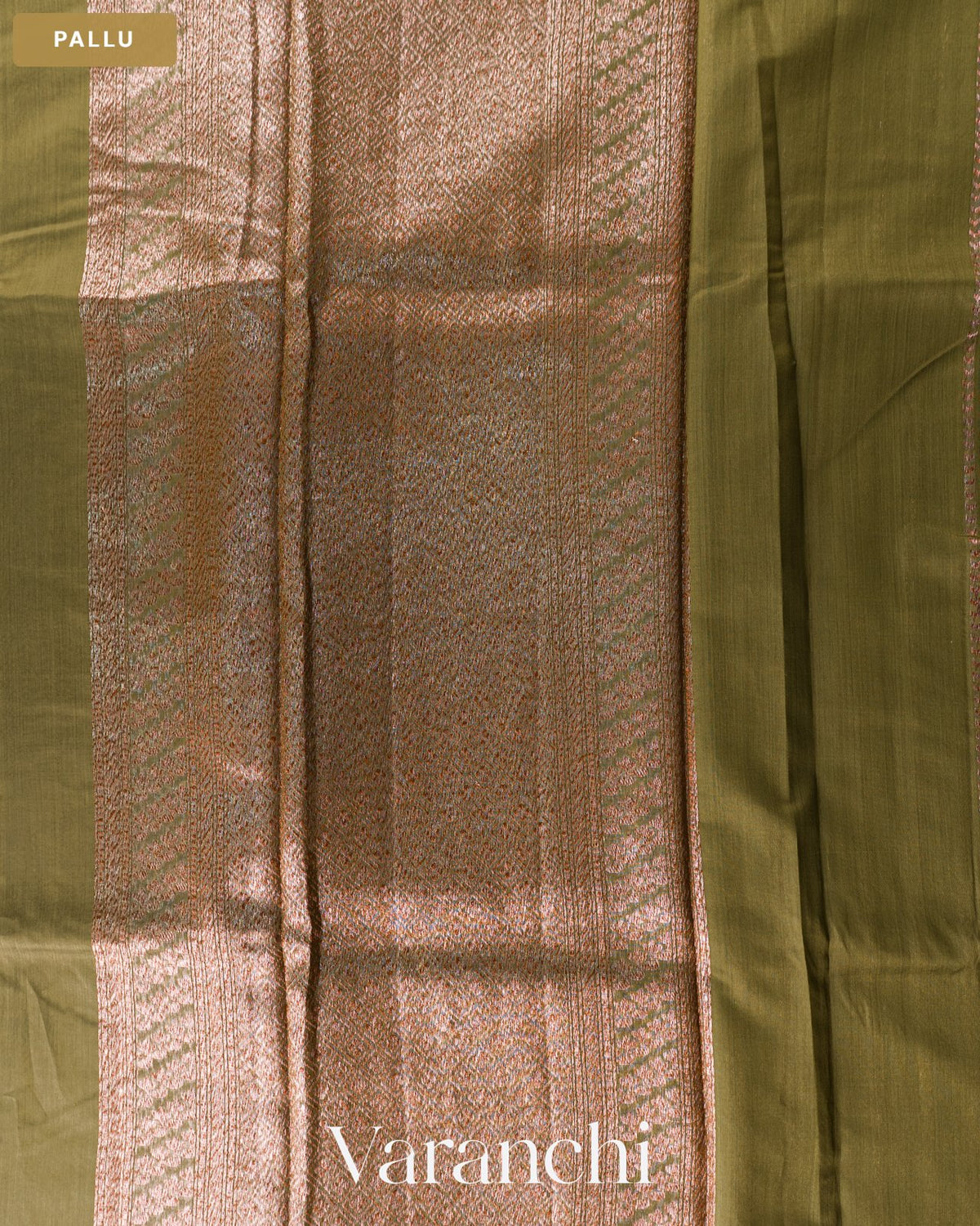 Sage Green Pure Chanderi Silk Cotton Handloom Saree — Pallu