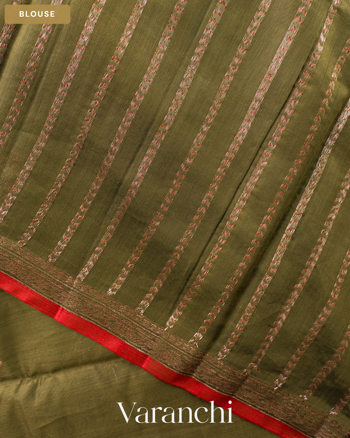 Sage Green Pure Chanderi Silk Cotton Handloom Saree — Blouse
