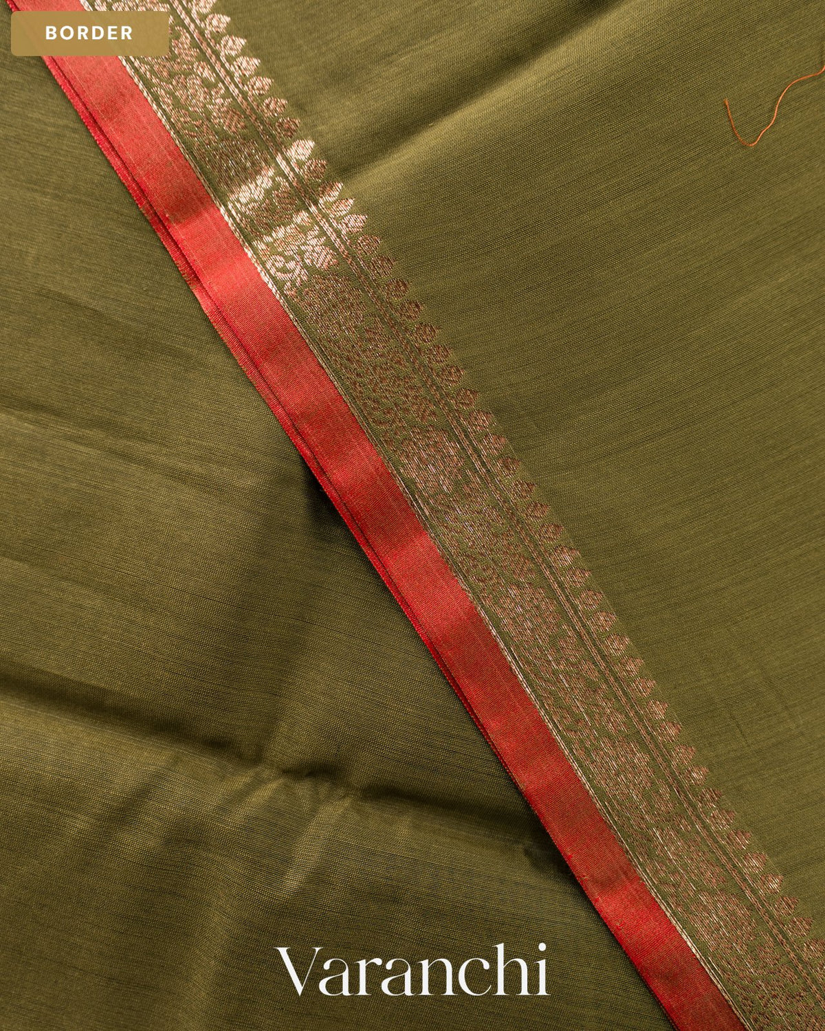 Sage Green Pure Chanderi Silk Cotton Handloom Saree — Border