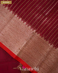 Deep Red Pure Chanderi Silk Cotton Handloom Saree — Blouse