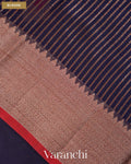 Navy Blue Pure Chanderi Silk Cotton Handloom Saree — Blouse