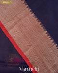 Navy Blue Pure Chanderi Silk Cotton Handloom Saree — Border