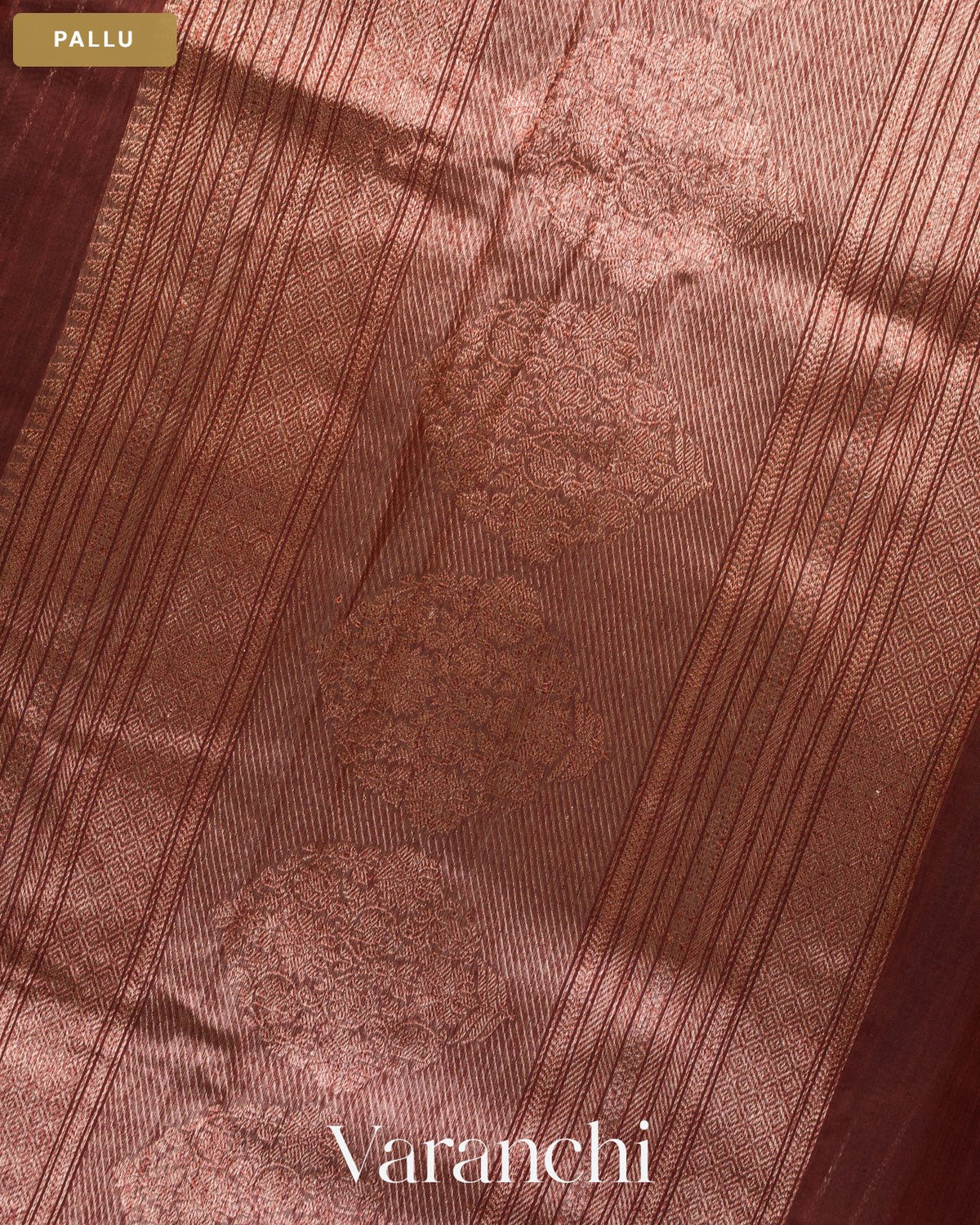 Rust Maroon Pure Chanderi Silk Cotton Handloom Saree — Pallu