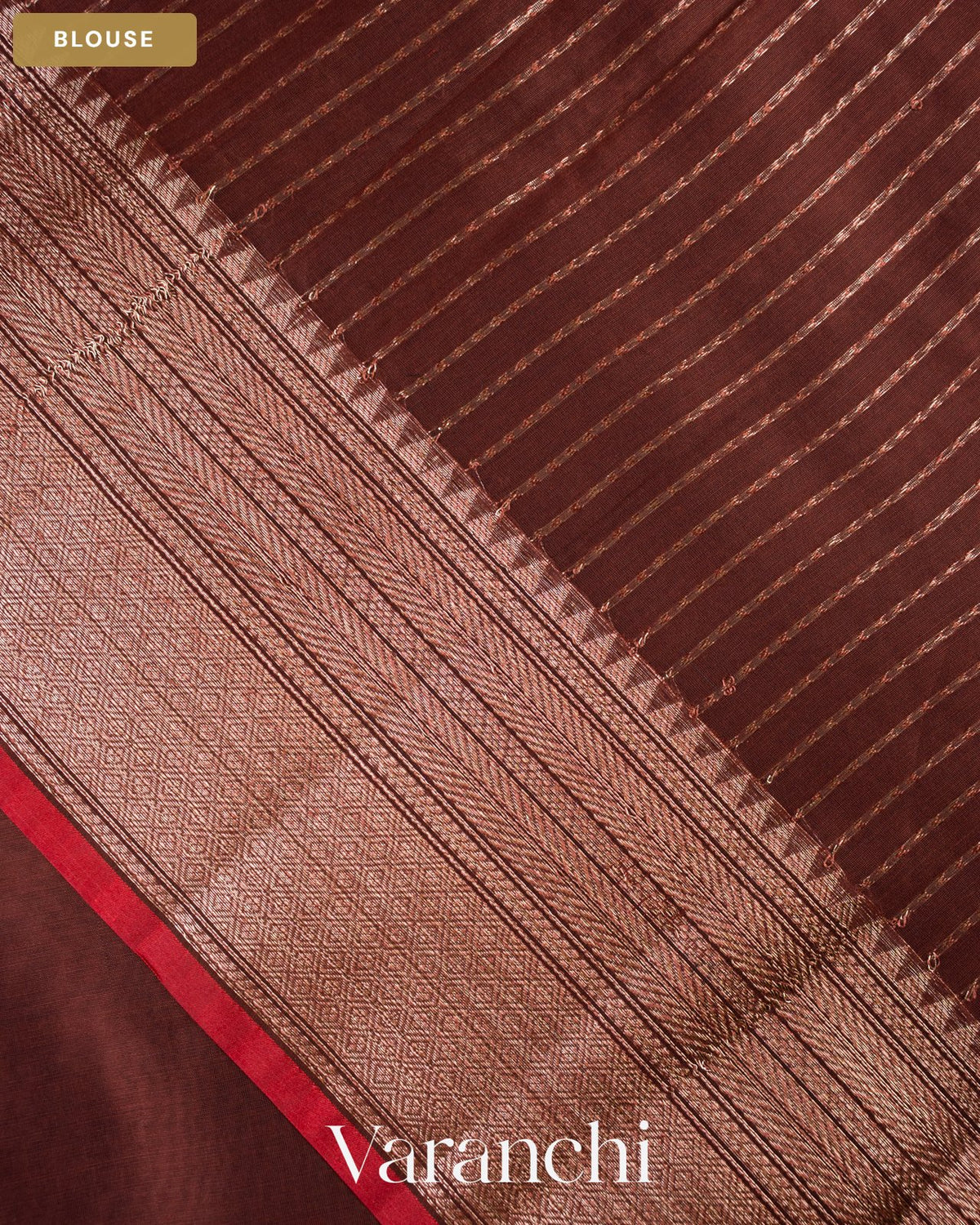 Rust Maroon Pure Chanderi Silk Cotton Handloom Saree — Blouse