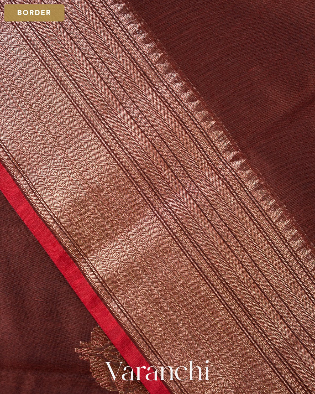 Rust Maroon Pure Chanderi Silk Cotton Handloom Saree — Border