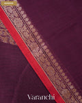 Wine Purple Pure Chanderi Silk Cotton Handloom Saree — Border