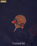 Navy Blue Pure Chanderi Silk Cotton Handloom Saree — Body