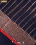Navy Blue Pure Chanderi Silk Cotton Handloom Saree — Blouse