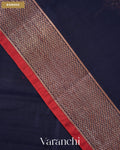 Navy Blue Pure Chanderi Silk Cotton Handloom Saree — Border