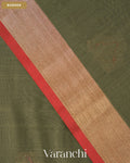 Deep Olive Green Pure Chanderi Silk Cotton Handloom Saree — Border