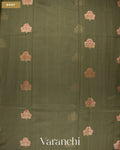 Deep Olive Green Pure Chanderi Silk Cotton Handloom Saree — Body
