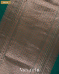 Turquoise Blue Pure Chanderi Silk Cotton Handloom Saree — Pallu