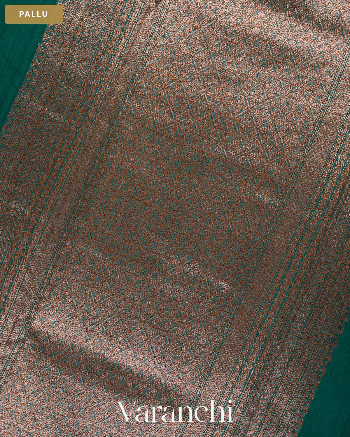 Turquoise Blue Pure Chanderi Silk Cotton Handloom Saree — Pallu