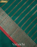 Turquoise Blue Pure Chanderi Silk Cotton Handloom Saree — Blouse