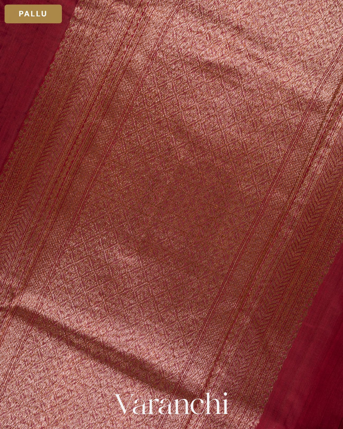 Maroon Pure Chanderi Silk Cotton Handloom Saree — Pallu