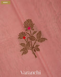Baby Pink Pure Chanderi Silk Cotton Handloom Saree — Body