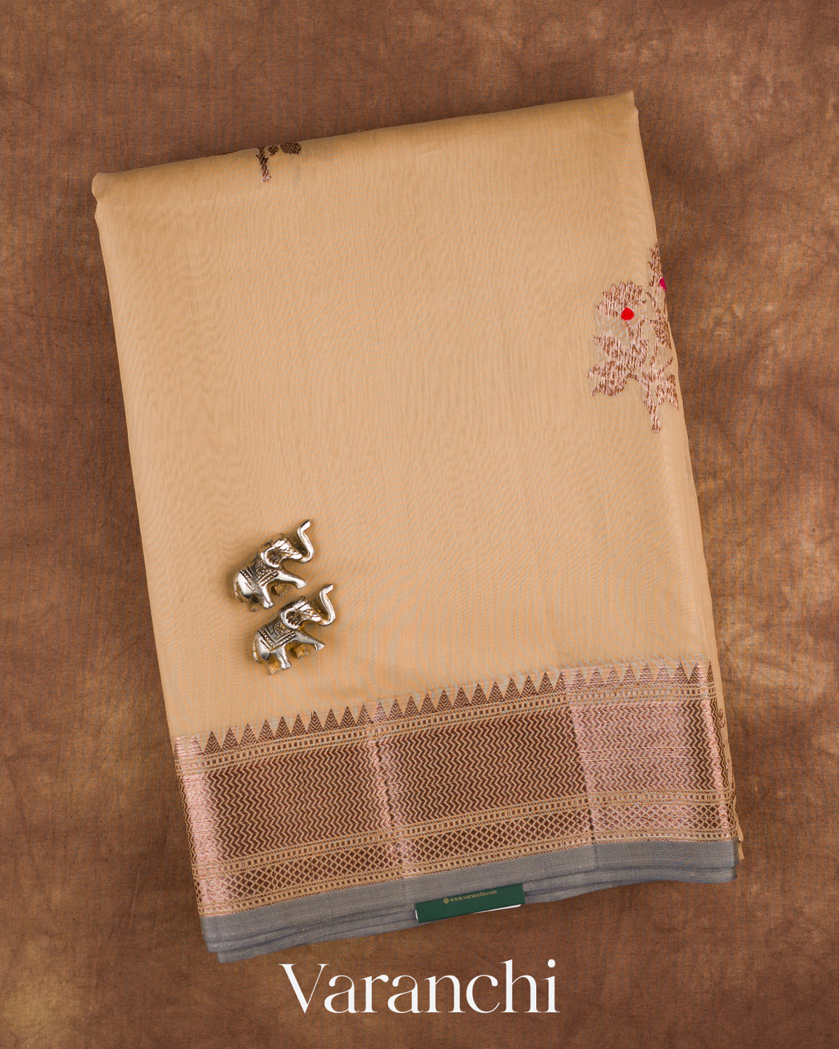 Pale Yellow Pure Chanderi Silk Cotton Handloom Saree — Folded