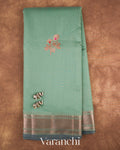 Sage Green Pure Chanderi Silk Cotton Handloom Saree — Full Saree