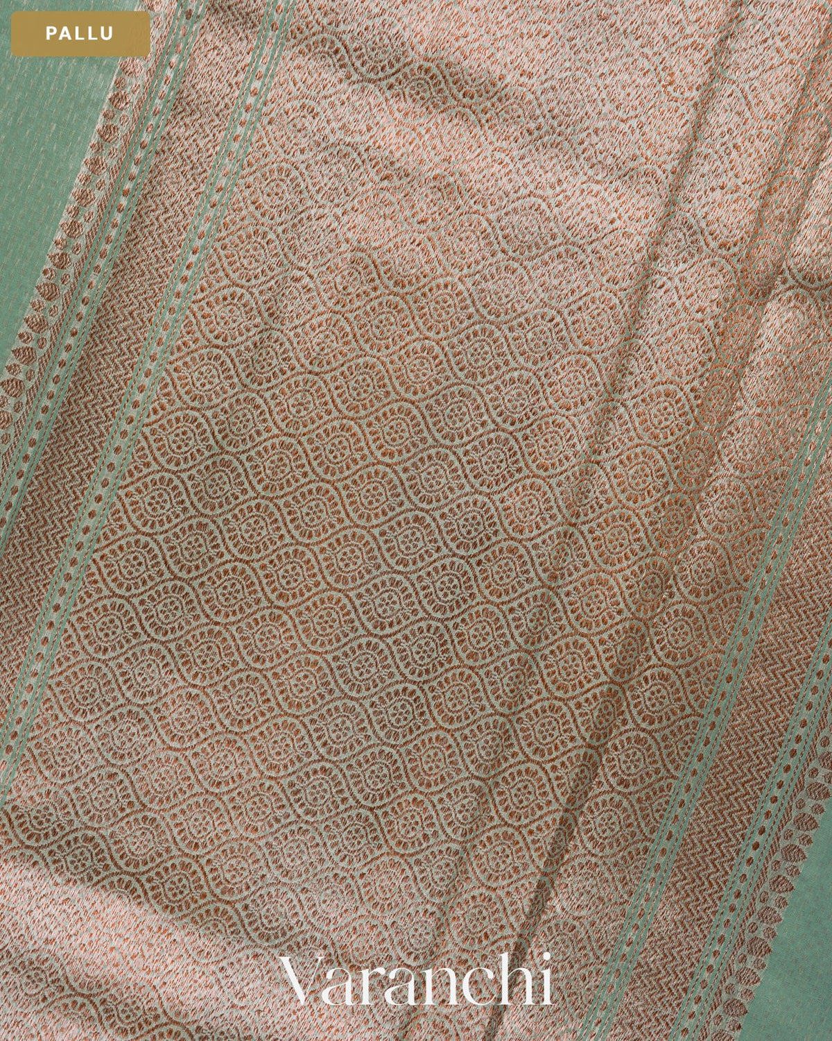 Sage Green Pure Chanderi Silk Cotton Handloom Saree — Pallu