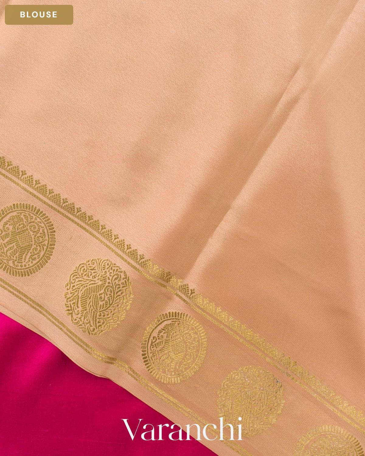 Rani Pink Pure Mysore Crepe Silk Saree — Blouse