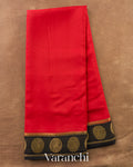 Vermilion Red Pure Mysore Crepe Silk Saree — Full Saree