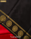 Vermilion Red Pure Mysore Crepe Silk Saree — Blouse