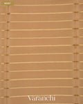 Beige Striped Pure Mysore Crepe Silk Saree — Body