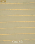 Muted Beige Striped Pure Mysore Crepe Silk Saree — Body