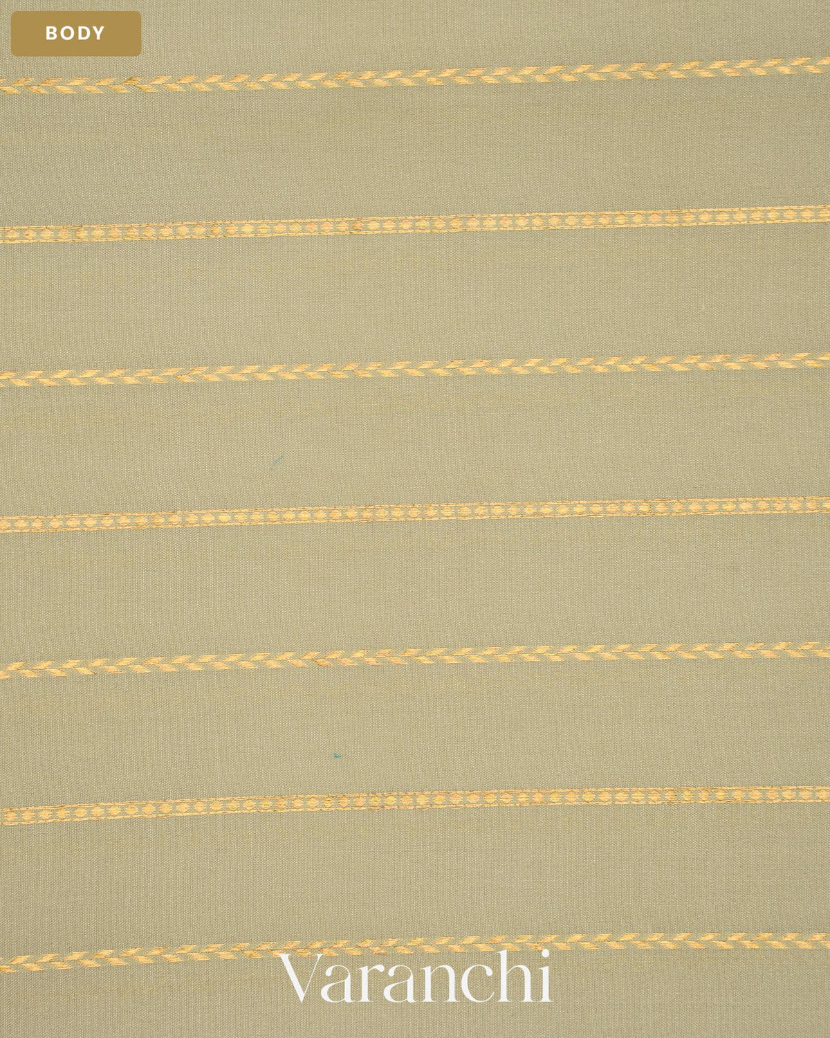 Muted Beige Striped Pure Mysore Crepe Silk Saree — Body
