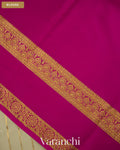 Muted Beige Striped Pure Mysore Crepe Silk Saree — Blouse