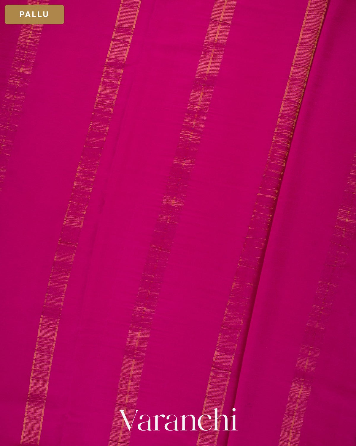 Muted Beige Striped Pure Mysore Crepe Silk Saree — Pallu