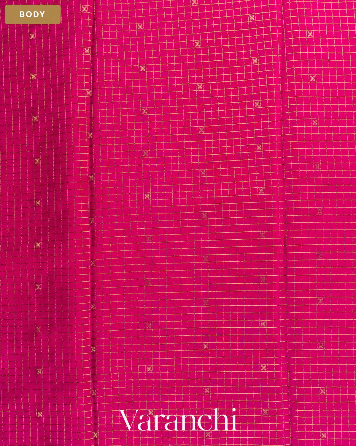 Deep Magenta Checkered Pure Mysore Crepe Silk Saree — Body