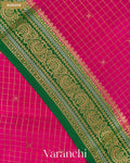 Deep Magenta Checkered Pure Mysore Crepe Silk Saree — Border