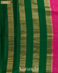 Deep Magenta Checkered Pure Mysore Crepe Silk Saree — Pallu