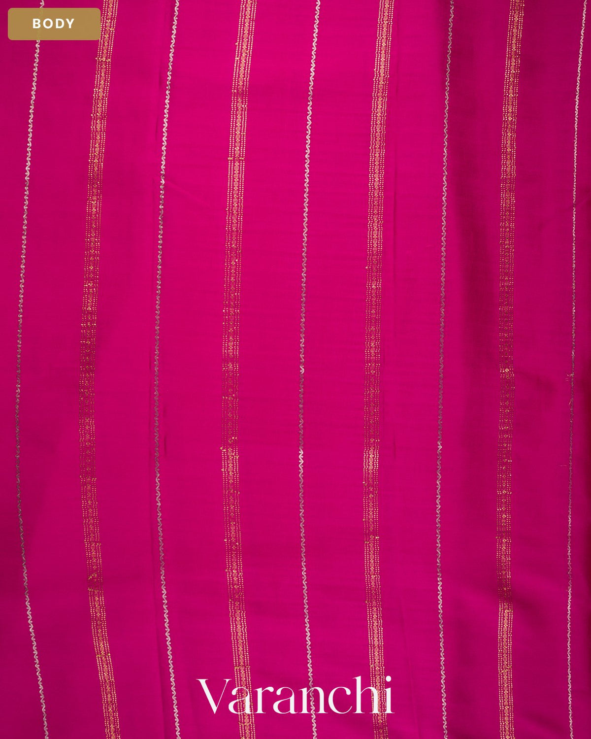 Rani Pink Striped Pure Mysore Crepe Silk Saree — Body