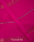 Rani Pink Striped Pure Mysore Crepe Silk Saree-Border