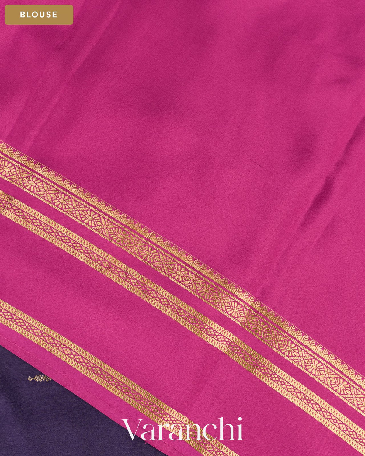 Navy Blue Pure Mysore Crepe Silk Saree — Blouse