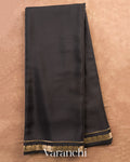 Jet Black Pure Mysore Crepe Silk Saree — Full Saree
