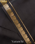 Jet Black Pure Mysore Crepe Silk Saree — Border