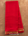 Crimson Red Pure Mysore Crepe Silk Saree — Full Saree