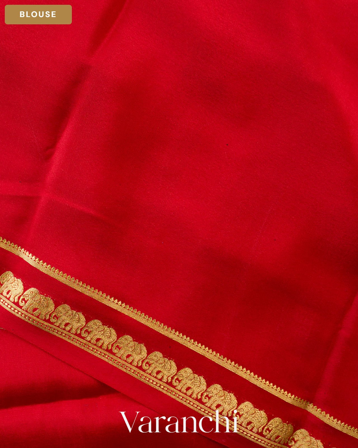 Crimson Red Pure Mysore Crepe Silk Saree — Blouse