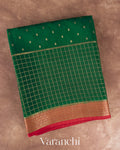 Bottle Green Pure Mysore Crepe Silk Saree — Folded