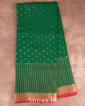 Bottle Green Pure Mysore Crepe Silk Saree — Full Saree