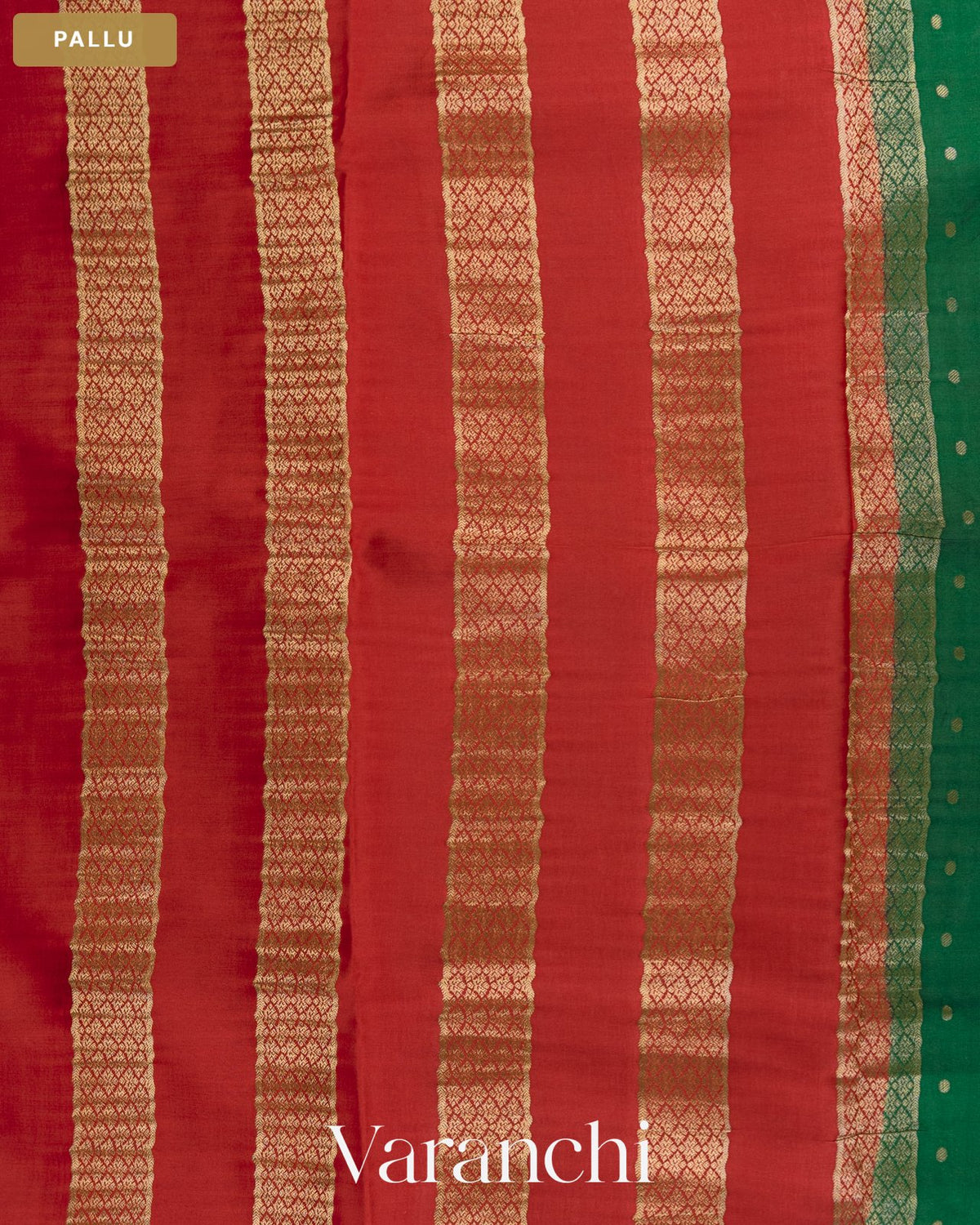 Bottle Green Pure Mysore Crepe Silk Saree — Pallu