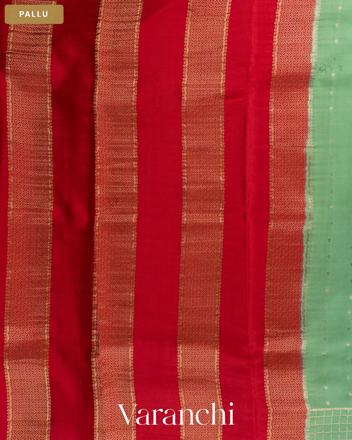 Sea Green Pure Mysore Crepe Silk Saree — Pallu